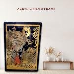 Acrylic Photo Frame of Lord Krishna with Golden Elegance